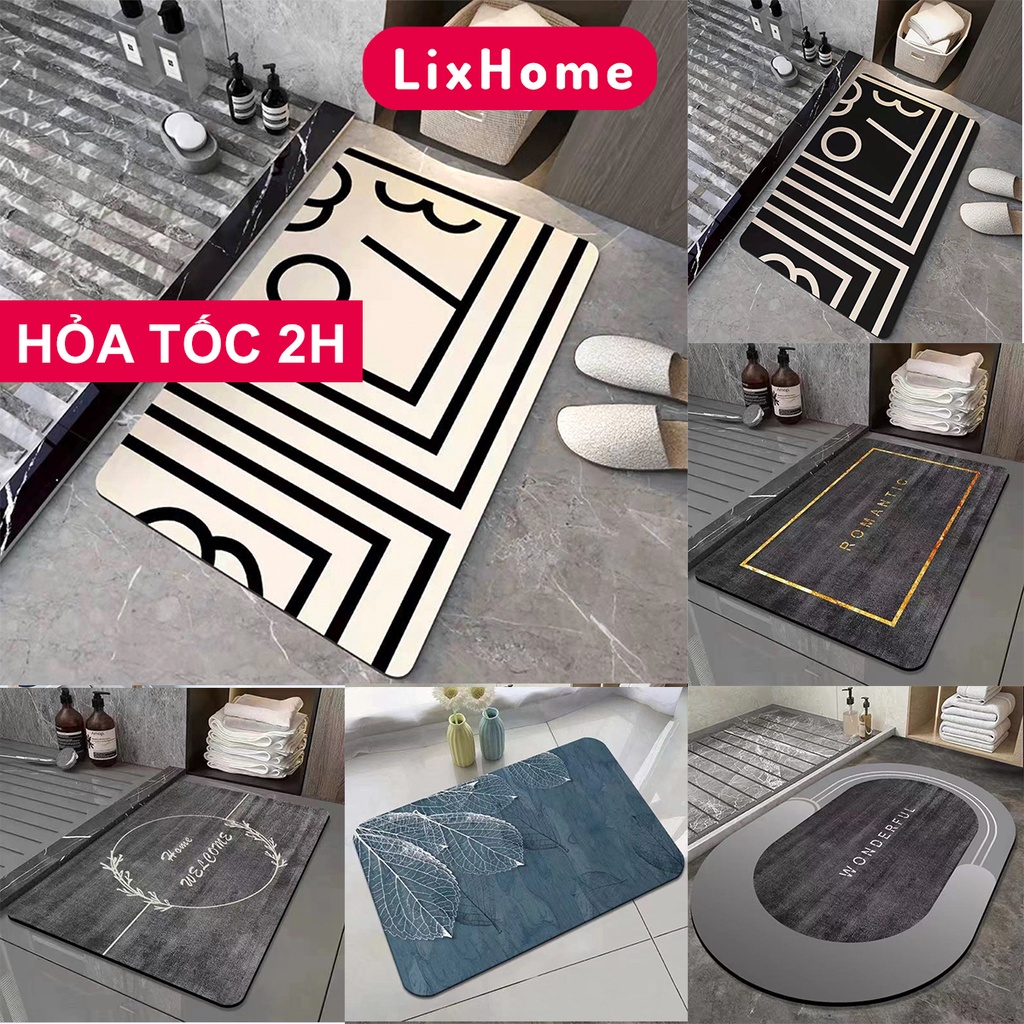 Thảm chùi chân thấm nước nhà tắm phong cách BẮC ÂU trừu tượng chống trượt cho nhà tắm sang trọng hàng cao cấp
