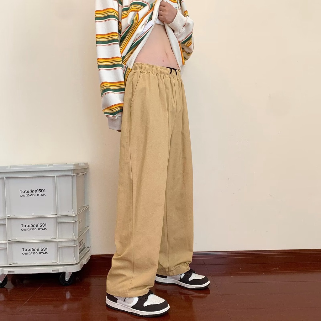 Quần ống rộng Lưng Thun Co Giãn Phong Cách Thời Trang Unisex size M-2XL