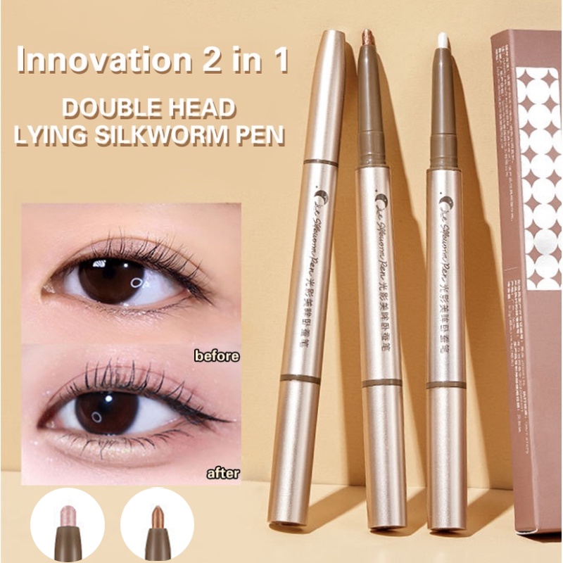 Phấn Mắt Kiêm Bút Kẻ Mắt Hai Đầu Ánh Ngọc Trai Lấp Lánh Không Thấm Nước Lâu Trôi Chống Nhòe