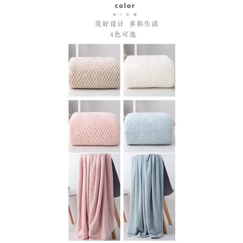 Khăn tắm kích thước 70x140 công nghệ Hàn 3 màu chất mềm mịn thấm hút tốt Miibooshi