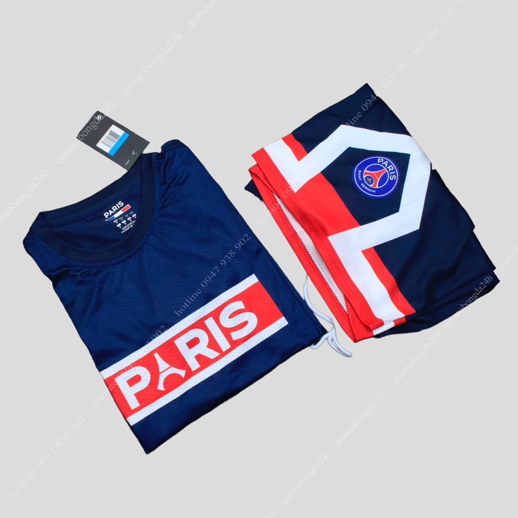 Bộ quần áo đá banh CLB PSG màu tím than vải lỗ _Hàng cao cấp Thailand
