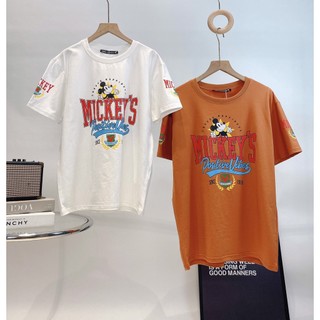 Áo thun nữ ngắn tay cổ tròn in hình Vibes Mickey 1928 siêu đáng yêu 2 màu trắng và cam chất cotton 100%