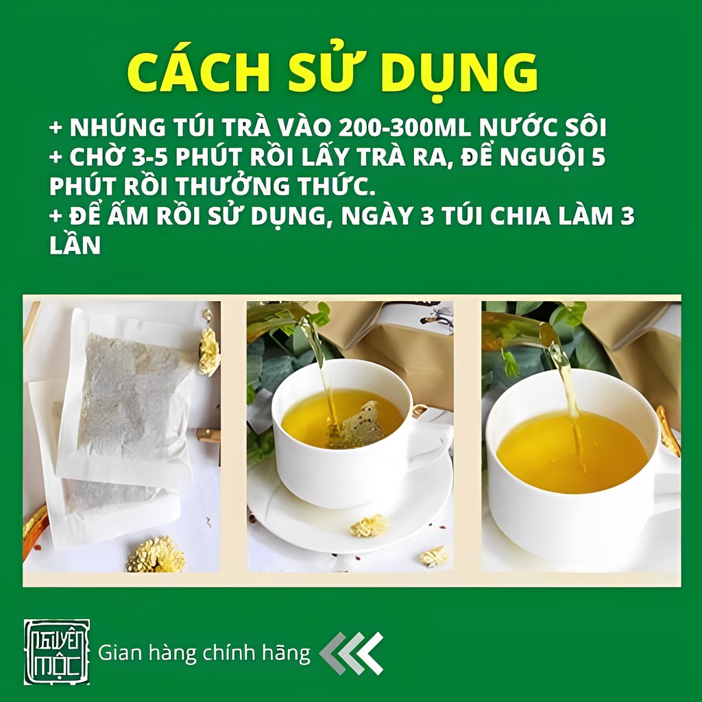 Trà hỗ trợ viêm đường tiết niệu thảo dược túi lọc Nguyên Mộc ngừa tiểu đêm tiểu rát mát gan bổ thận trong 7 ngày