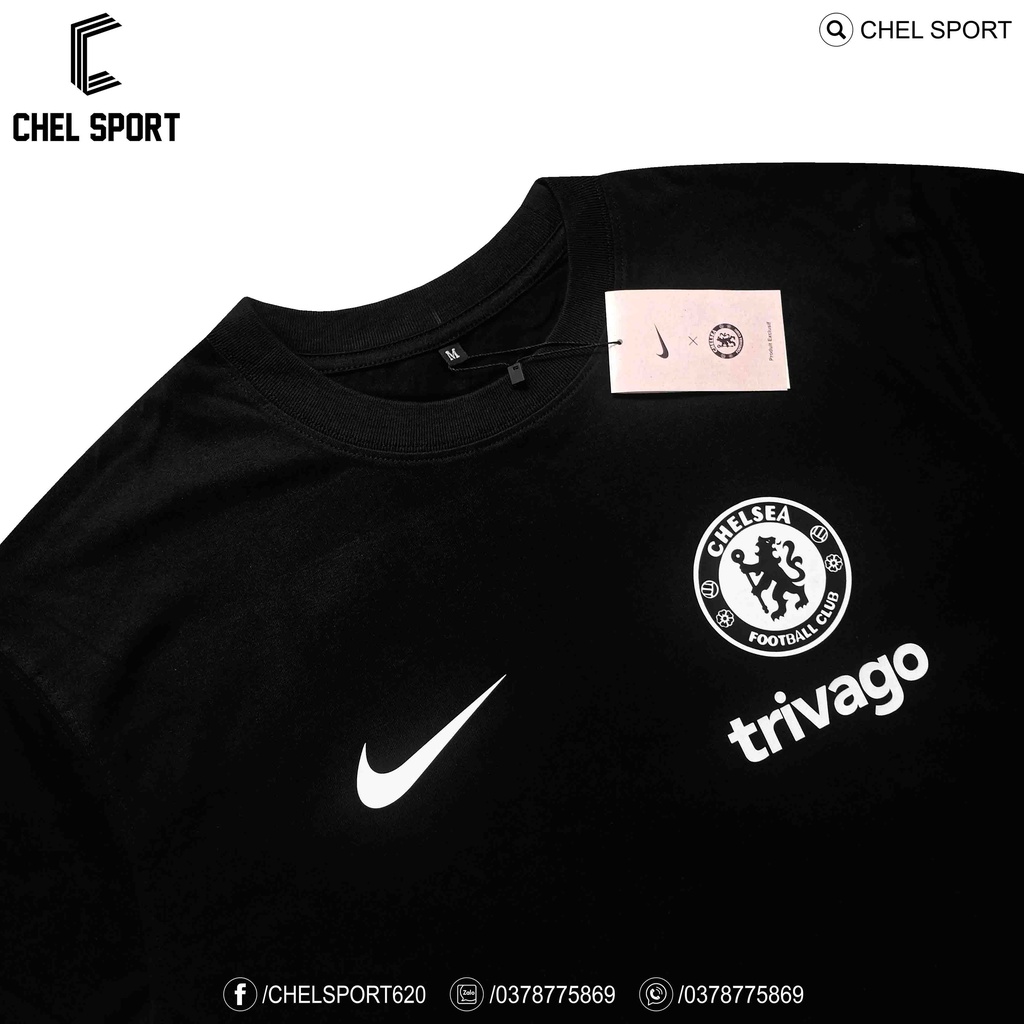 Áo thun logo thêu Chelsea 100% cotton