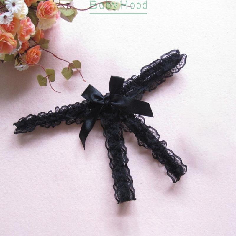 Women Thong Panties Knickers Ribbon Solid Women Briefs Crotchless Lace trim Low rise Breathable G string Fashion#BBHOOD