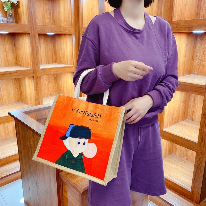 Túi cói đi biển du lịch đi chơi họa tiết nhân vật nổi tiếng