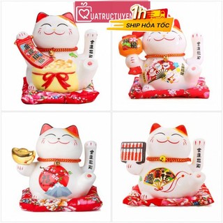 Mèo thần tài vẫy tay Khởi sự thành công/ Công thành danh toại 15cm gốm sứ, mèo may mắn Nhật Bản