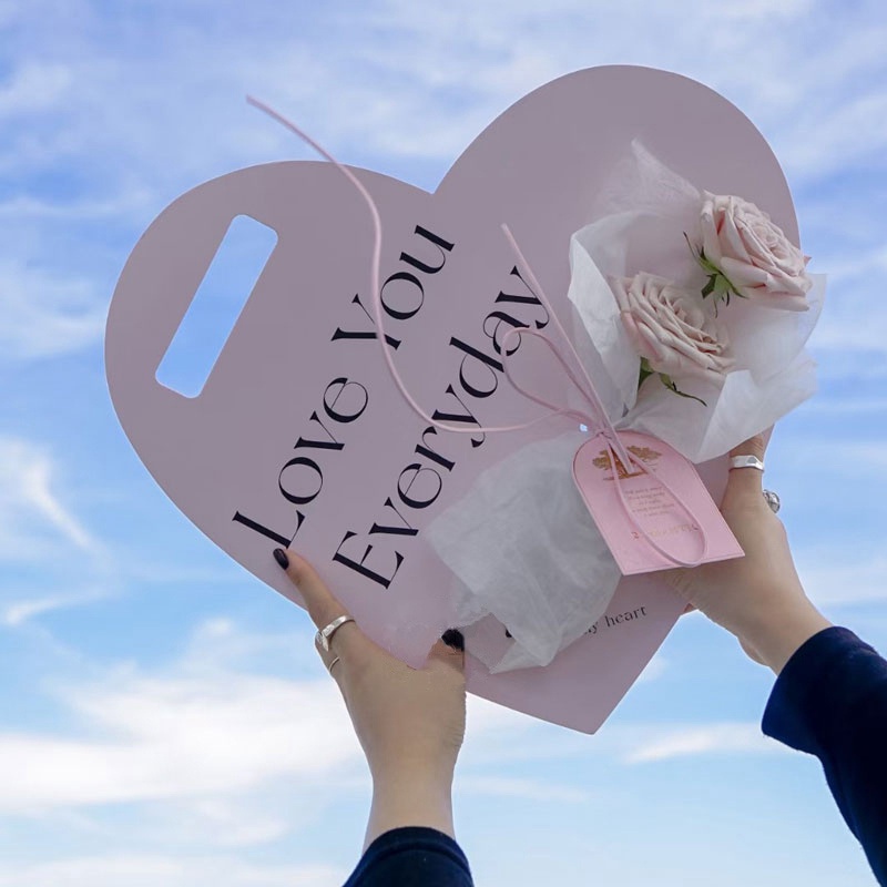 Hộp Đựng Thẻ Hình Hoa / Trái Tim Có Tay Cầm Độc Đáo Làm Quà Tặng Valentine DIY