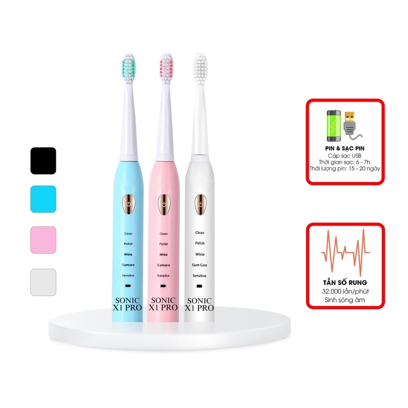 Bàn chải điện Lovida Sonic X1 Pro bản nâng cấp đánh răng tự động 5 chế độ