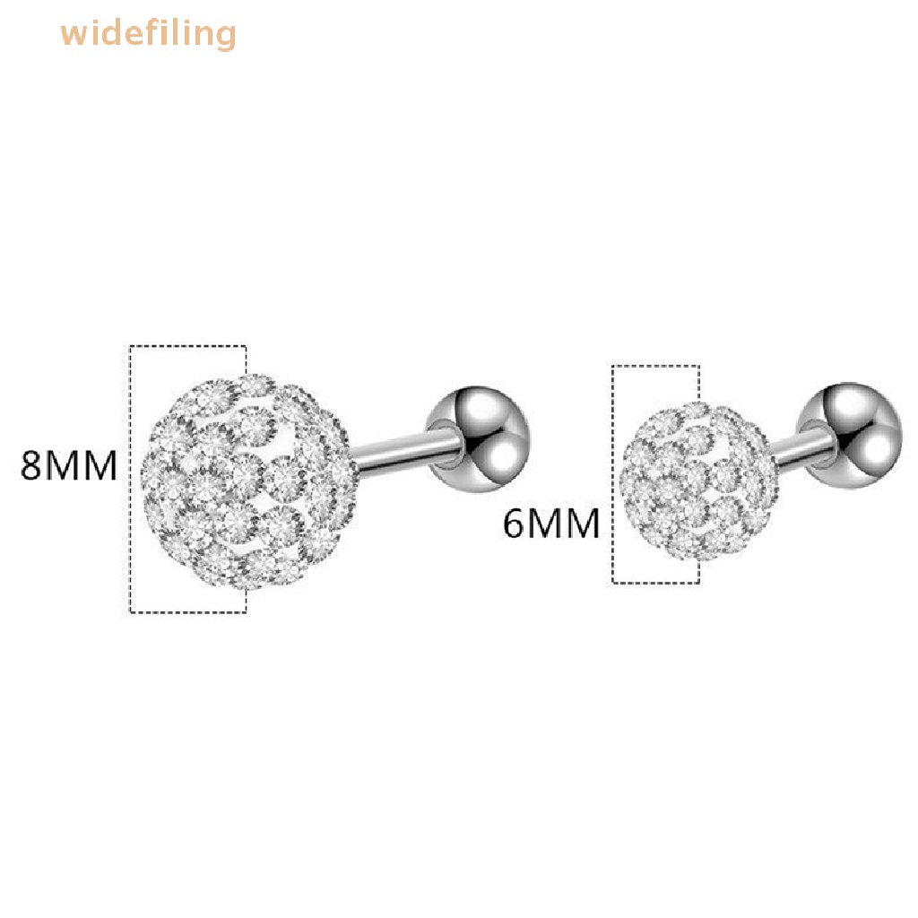 Widefiling Khuyên Tai Xỏ Sụn Tai / Môi / Tai / Cơ Thể Bằng Thép Đính Pha Lê Helix Hình Quả Cầu Bên Trong Đẹp Mắt Dành Cho Bạn Nữ