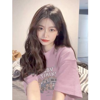 áo thun nữ mặc mùa hè, áo phông form rộng in hình GCBV chất cotton co giãn 4 chiều 2 màu hồng, đỏ mận hucoshop