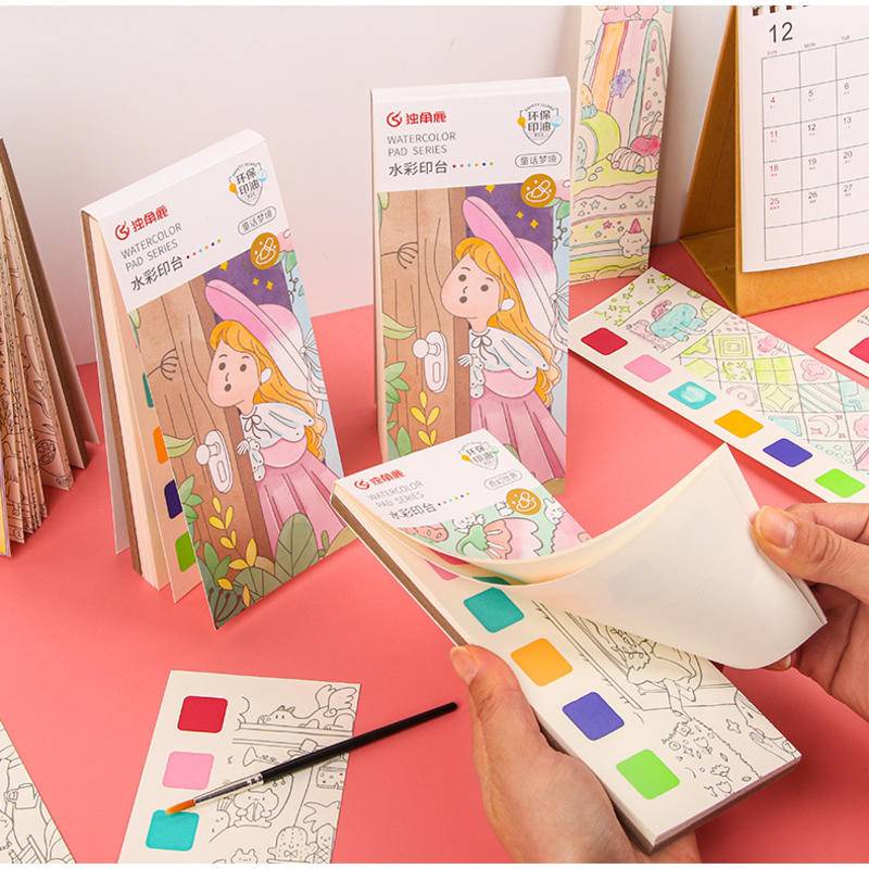 Bộ Dụng Cụ Vẽ Tranh Màu Nước 3 Trong 1 Cho Bé Mới Bắt Đầu Kèm Giấy / Bút / Màu Nước