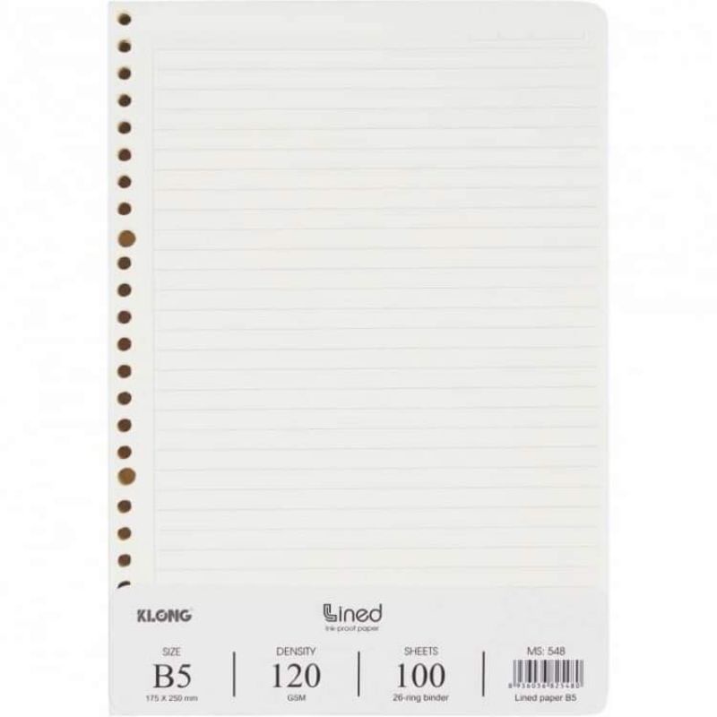 Ruột sổ còng kẻ ngang Lined Klong 100 tờ