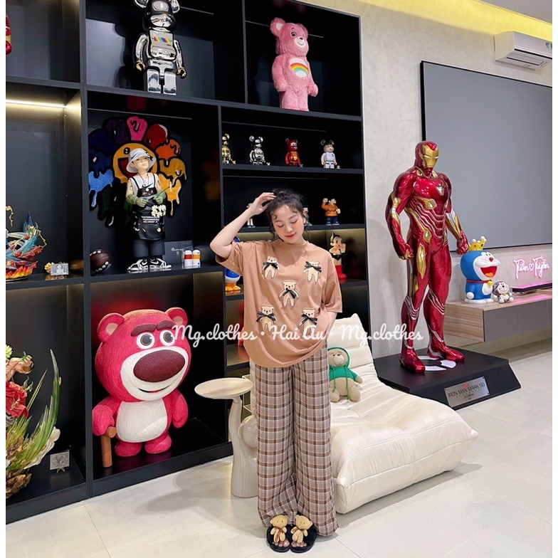 SET SUÔNG GẤU NƠ QUẦN CARO LOẠI 1