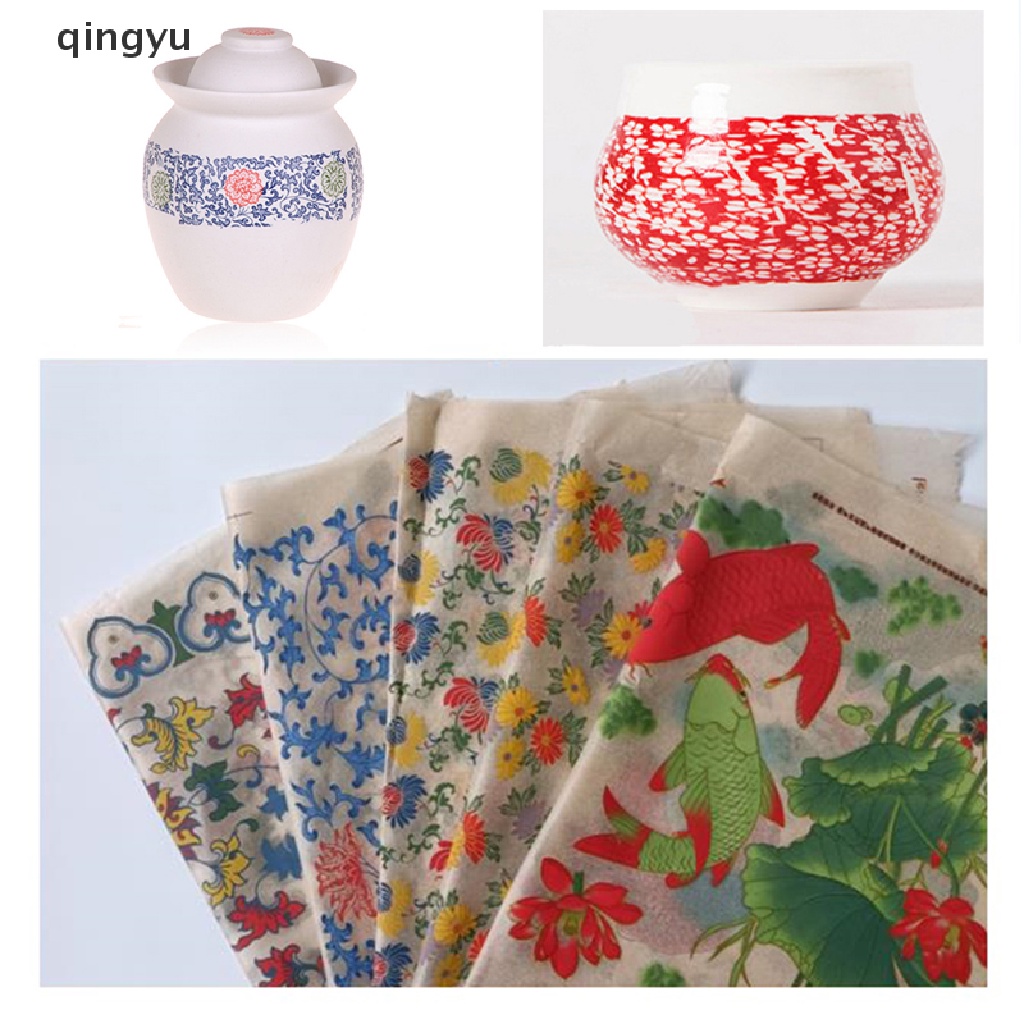 Qingyu Nhãn Dán Giấy Chuyển Đổi Hoa Gốm Sứ Nghệ Thuật Đầy Màu Sắc PLI