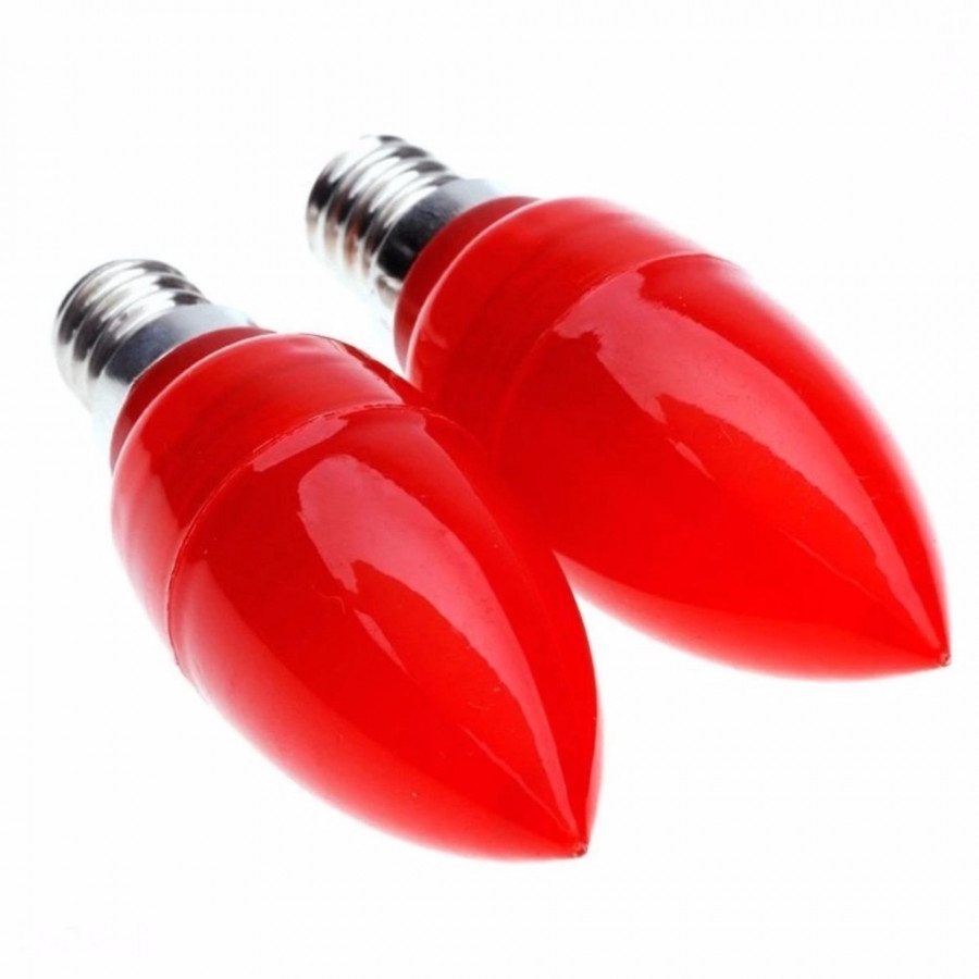 Đuôi vặn loại nhỡ E14 (14mm) - Bóng đèn led hình quả nhót (hình trái ớt) - Màu đỏ - HV Store 4588