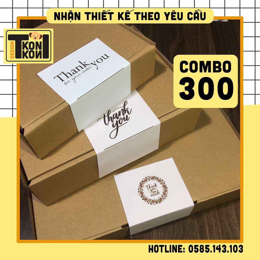 Set 300 Tem Thank You Decal Dán Hộp Carton, Tem Dán Niêm Phong Hộp - Size 11x7cm - Thank You For Your Order