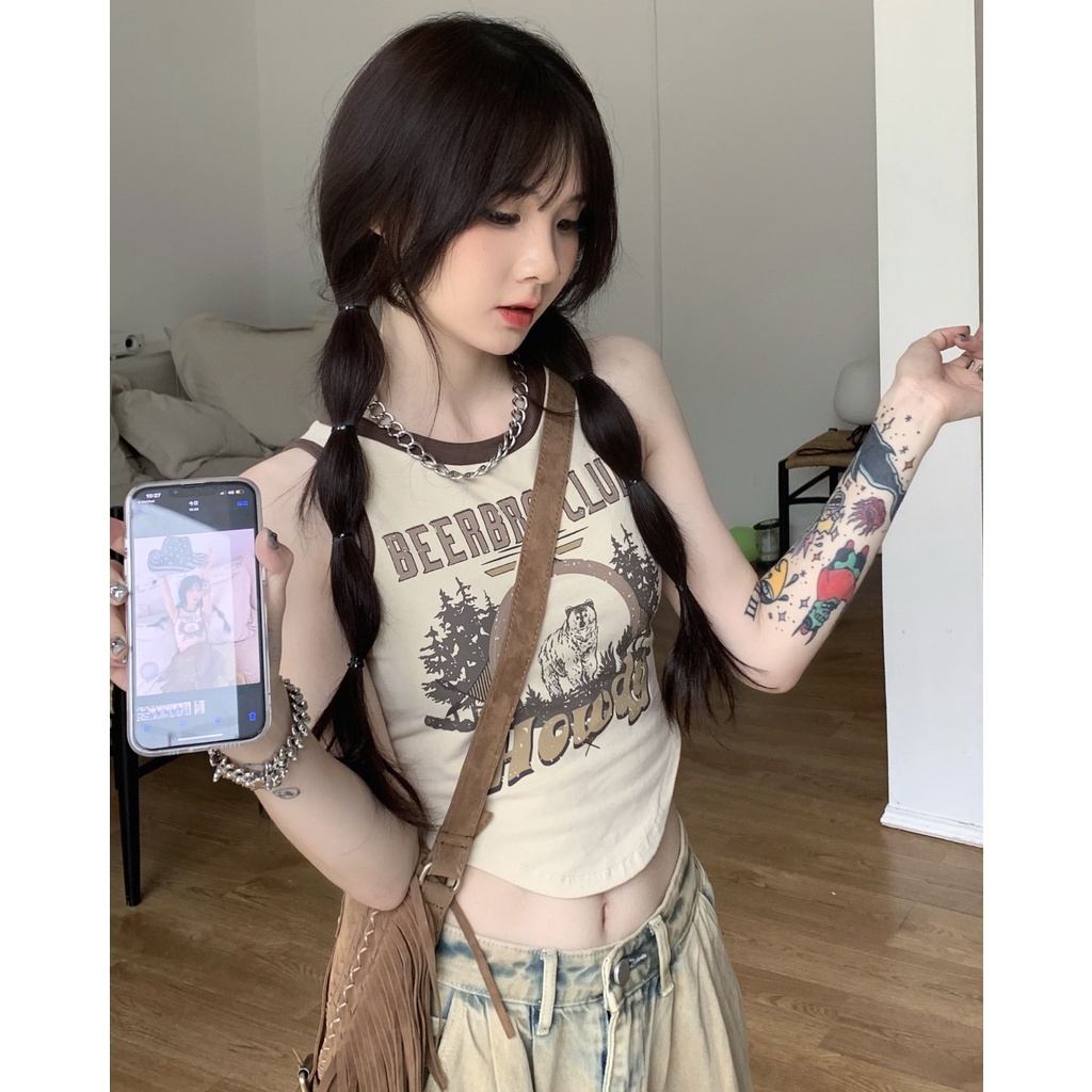 Enjoy Freedom Áo Tank Top Sát Nách In Chữ Thiết Kế Trẻ Trung Cho Nữ