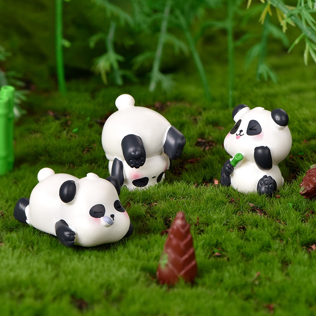 Mô Hình Gấu Trúc Hoạt Hình Bằng Nhựa Resin Dễ Thương Trang Trí Sân Vườn