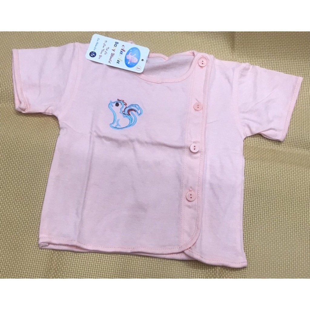 Áo sơ sinh MÀU BÁC SĨ tay NGẮN AN AN/ Áo cúc lệch em bé tay cộc