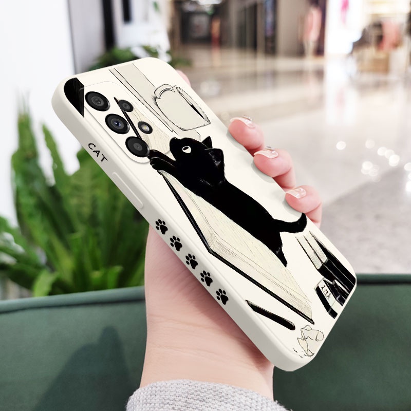 Ốp Điện Thoại Silicon Dẻo Họa Tiết Chú Mèo Dễ Thương Cho Samsung Galaxy A73 A53 A33 A23 5G