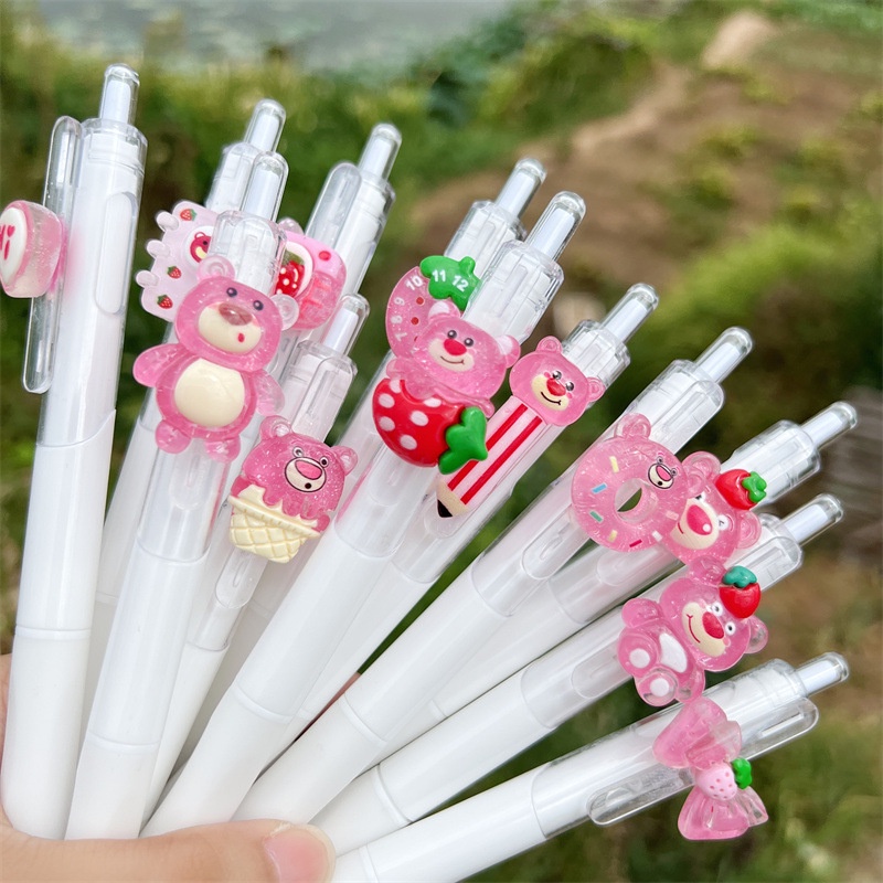 Bút Bi Hình Gấu Dâu Tây Nhiều Kiểu Dáng Dễ Thương Chất Lượng Cao