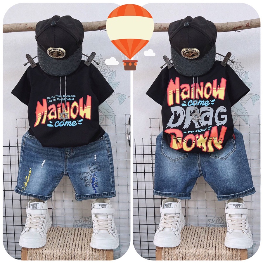 Quần áo bé trai, bộ jean mainow new sành điệu cho bé trai từ 12 đến 50 kg