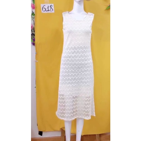 đầm lưới trắng lót thun (dưới size M). S618