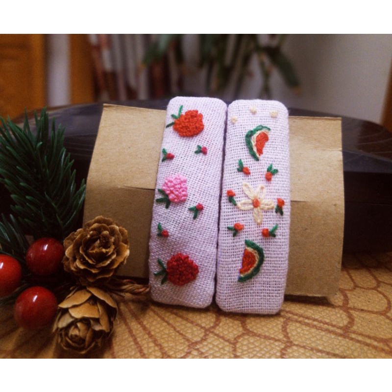 Kẹp tóc thêu tay, kẹp tóc thêu tên, kẹp tóc vải hàn quốc