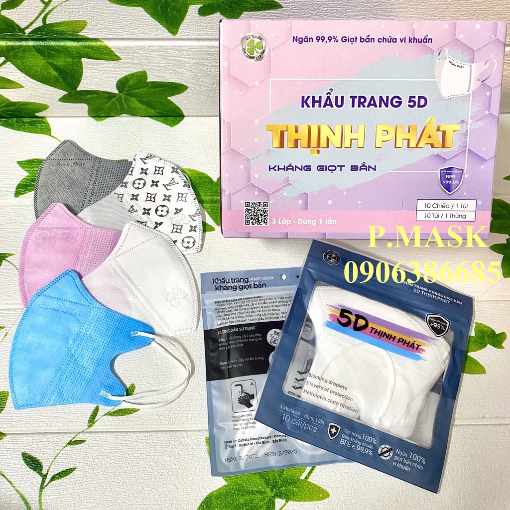 Khẩu trang 5D THỊNH PHÁT 3 lớp kháng khuẩn - Hình thật Shop tự chụp