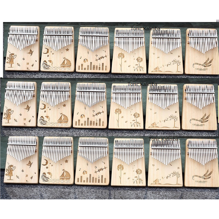 Đàn kalimba gỗ khắc lazer LEON -Fullbox Hàng chính hãng