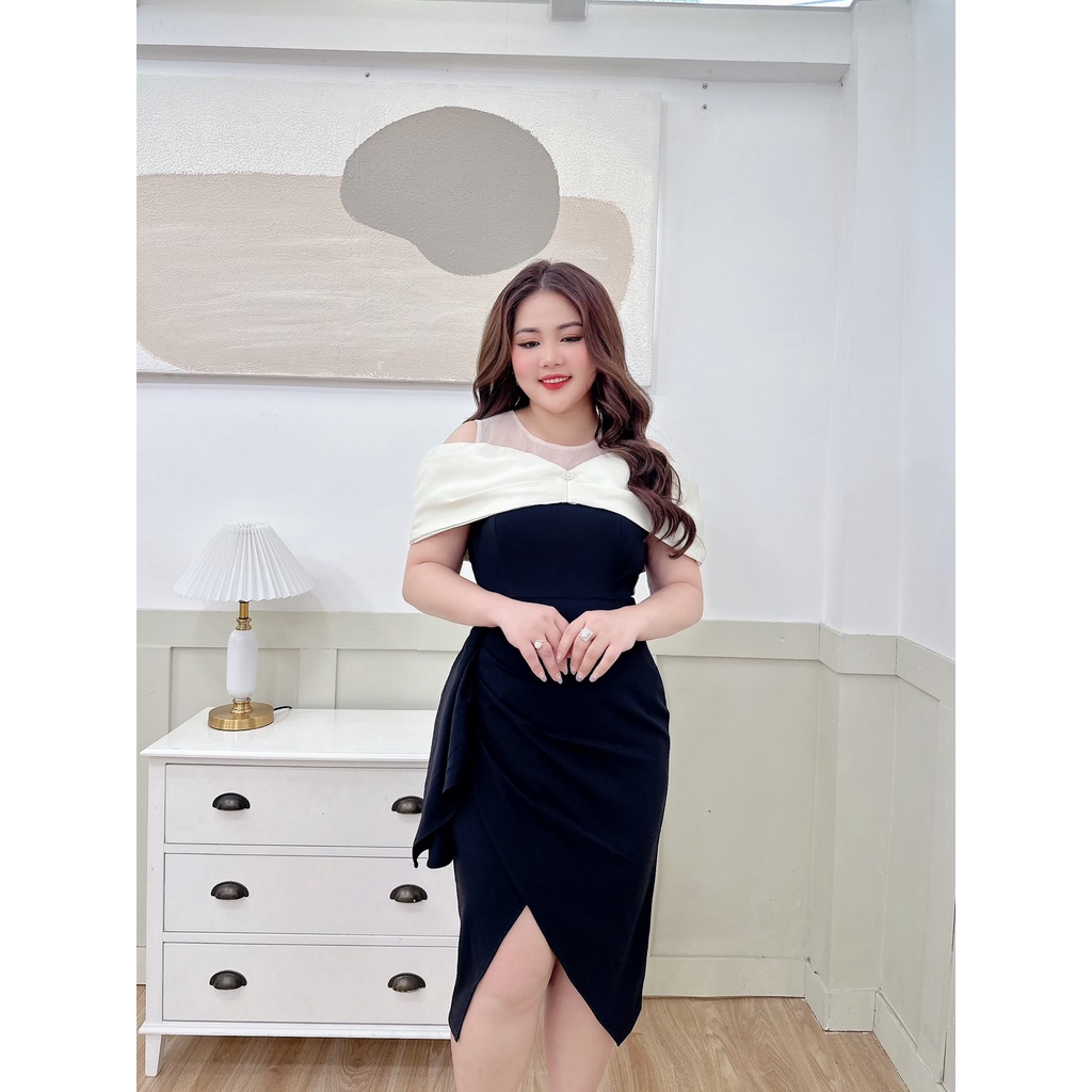 Đầm Bigisze Nữ , Đầm Thiết Kế Tà Xéo Dành Cho Chị Em 50-90kg