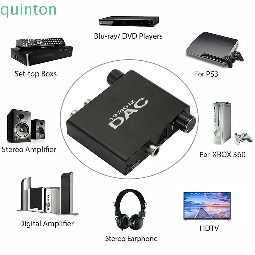 QUINTON DAC Audio Adapter Stereo Toslink DAC Coaxial Optical Fiber Volume Adjustment Digital to Analog Audio Converter