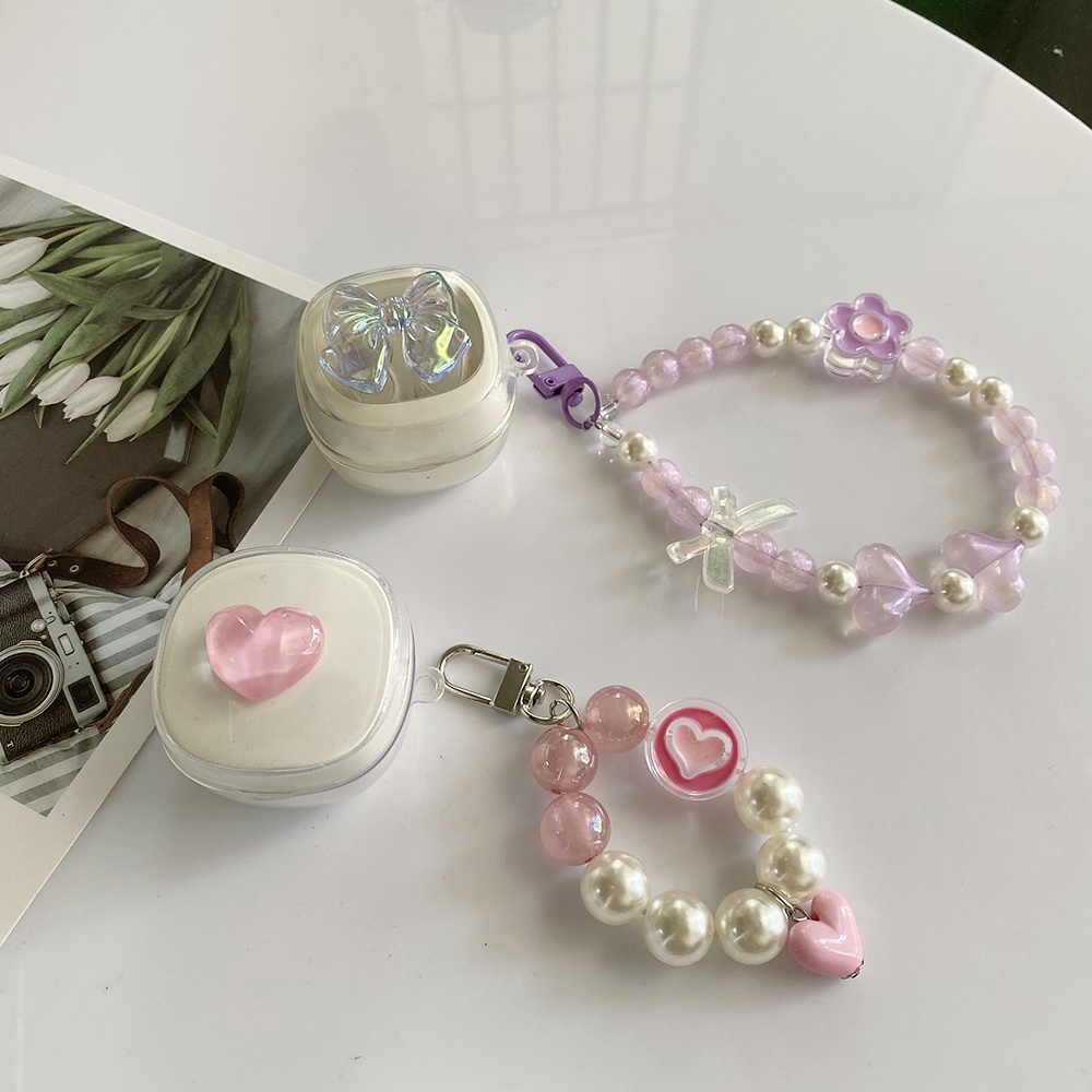 Ins Vỏ dây chuyền tình yêu cho Baseus Bowie WM02 +TWS / WM01 / WM02 Vỏ có móc khóa Vỏ silicon mềm Vỏ