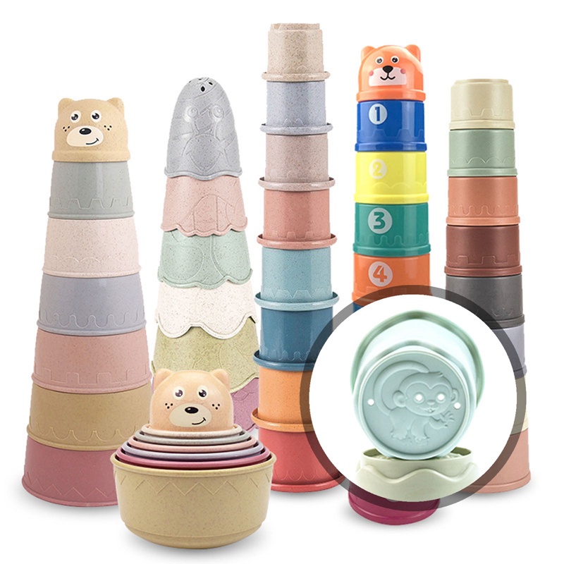 Đồ Chơi Tháp Cốc Xếp Chồng Nhiều Màu Sắc Giáo Dục Sớm Cho Bé