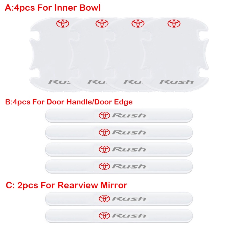 Miếng Dán Bảo Vệ Tay Nắm Cửa Trong Suốt Chống Trầy Xước Cho Xe Hơi Toyota Rush