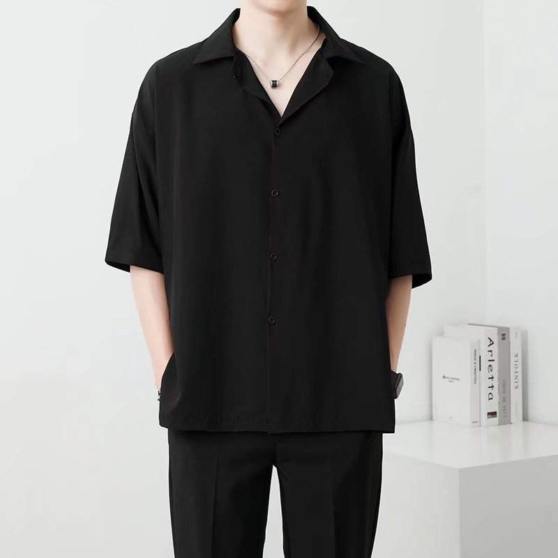 Áo sơ mi nam tay ngắn ,sơ mi cổ vest unisex  chất vải lụa mịn chống nhăn thương hiệu menswear. | BigBuy360 - bigbuy360.vn