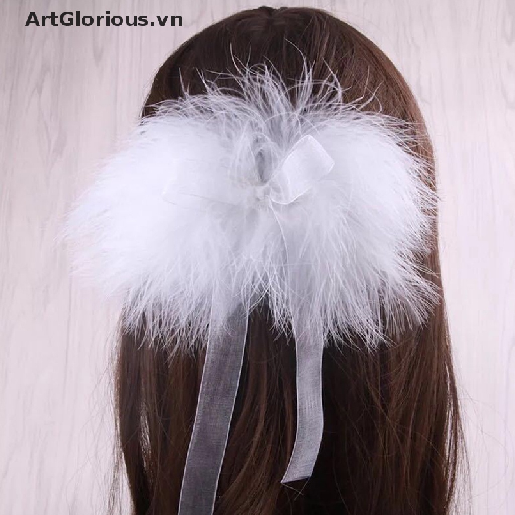 Set 2 Kẹp Tóc Hình Lông Vũ Màu Trắng Xinh Xắn Cho Nữ