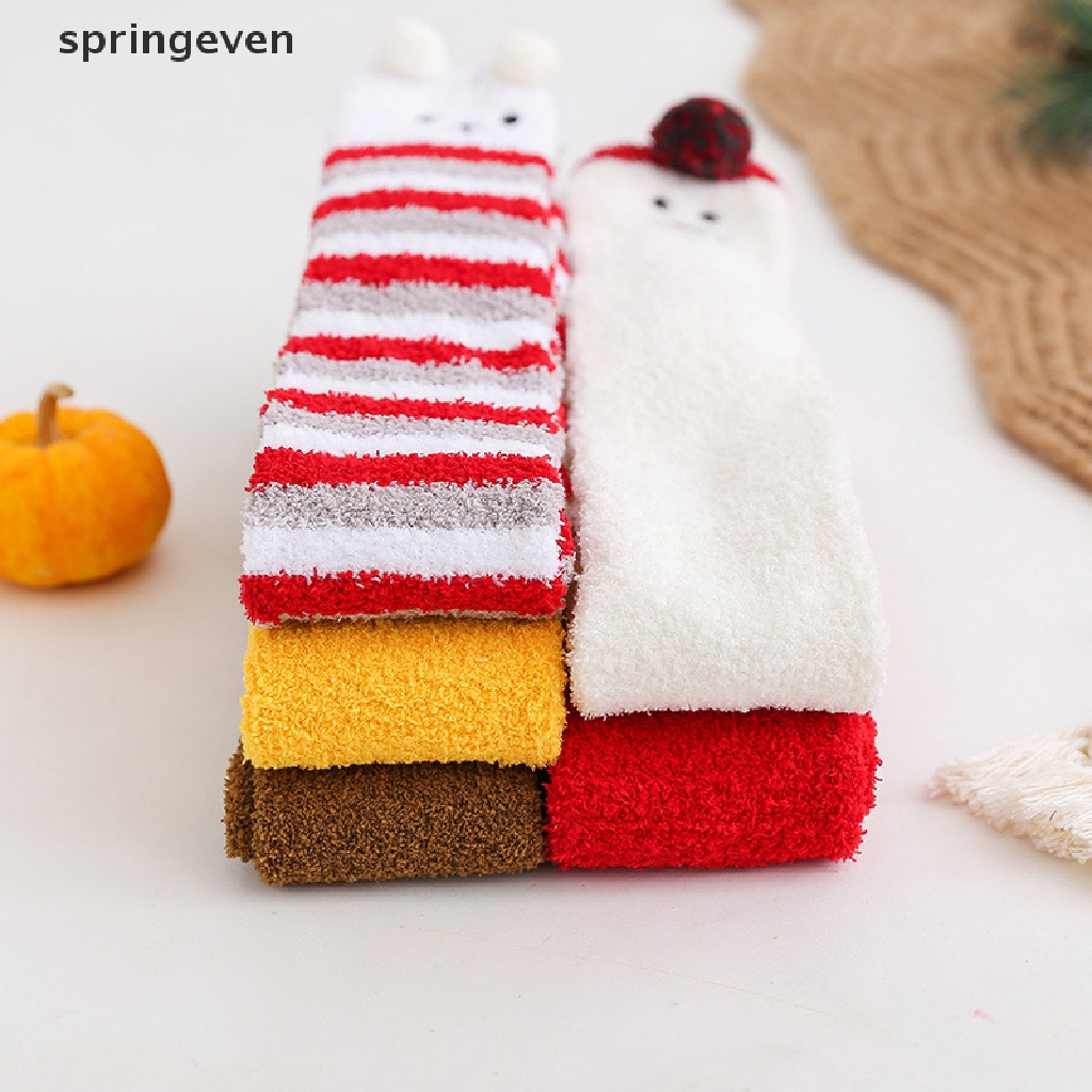 1 Đôi Tất Chân Giữ Ấm Họa Tiết Hoạt Hình Phong Cách Giáng Sinh