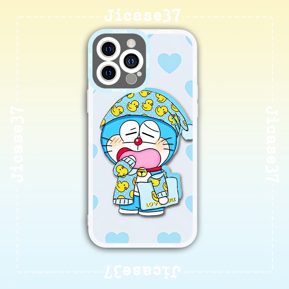 Ốp lưng iphone cạnh vuông Jicase Doraemon Đồ Ngủ Anime Manga Nhật Bản 8plus/x/xs/11/12/pro/max/plus/promax