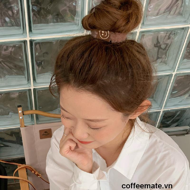 【coffeemate】⚡Dây Buộc Tóc Lông Mịn Mẫu Mặt Cười Thời Trang Mùa Đông Mới Của Hàn Quốc Dễ Thương