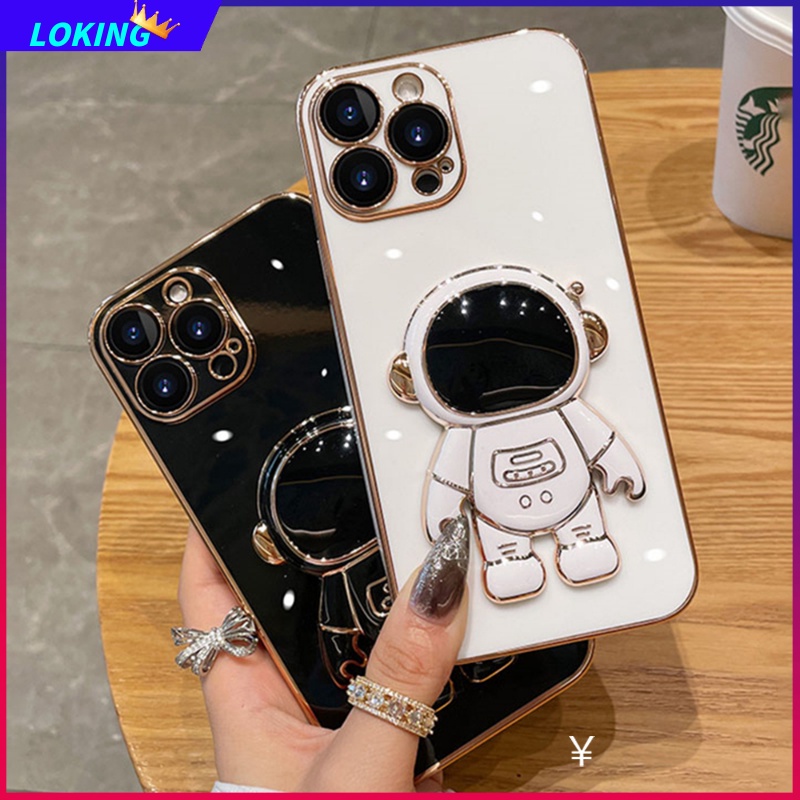 Ốp Điện Thoại silicone In Hình Phi Hành Gia Kèm Giá Đỡ Cho iphone 15 promax 15 plus 11pro max 12pro max 13pro max 14pro max