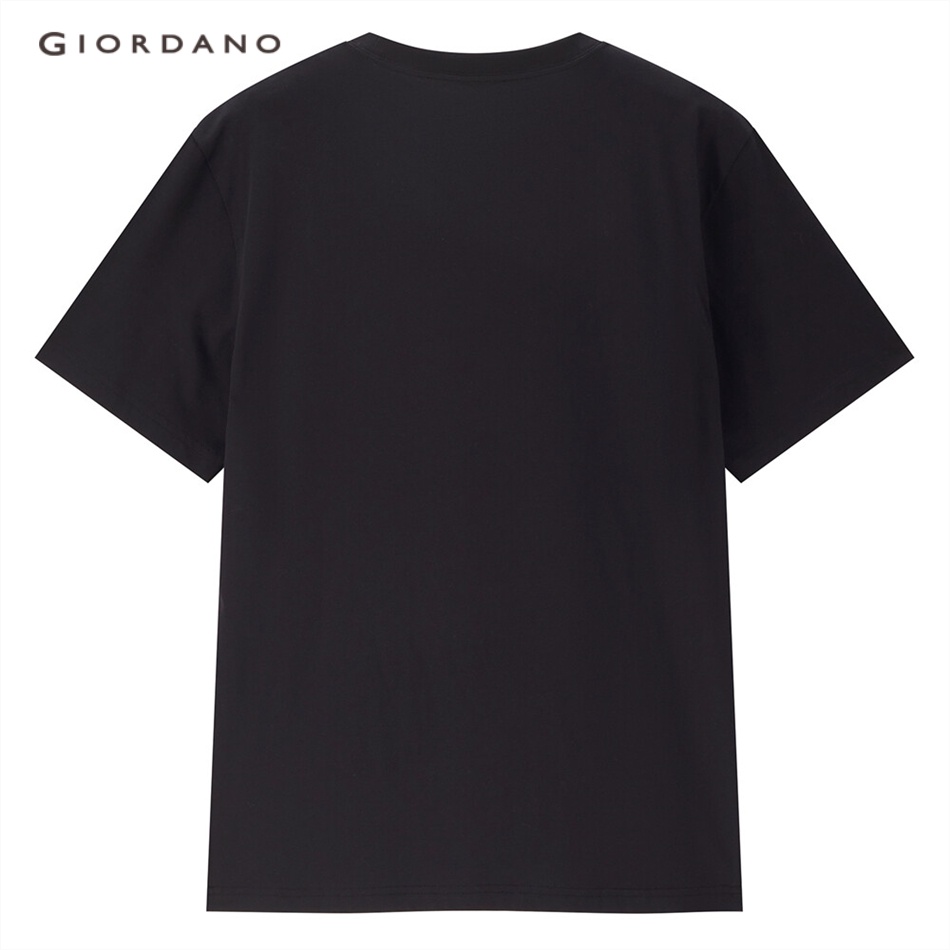 Áo thun GIORDANO 13093201 in họa tiết chữ cổ tròn tay ngắn thời trang dành cho nam