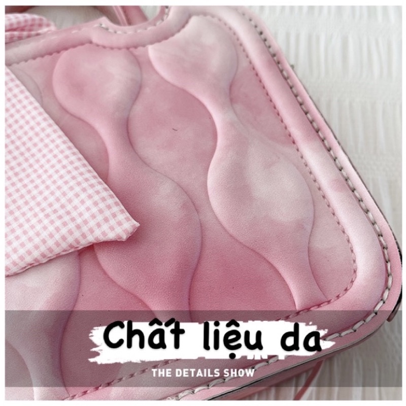 Túi tự đan da PU cao cấp kèm dây nơ - Túi handmade đeo chéo làm quà tặng người yêu