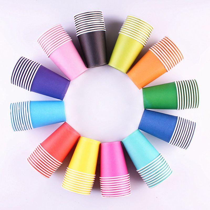 Sét 10 cốc giấy màu trang trí thủ công, làm đồ dùng hanmade