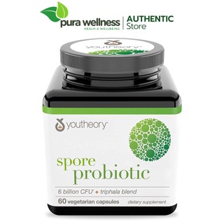 Viên Youtheory Spore Probiotic với triphala cung cấp 6 tỷ lợi khuẩn 60 viên thuần chay
