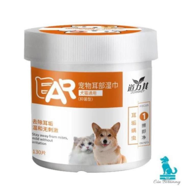 (Hộp 130 chiếc) Khăn lau mắt chó mèo (Dùng lau mắt và tai ố bẩn cho thú cưng) Tinh chất lô hội - Mềm và An toàn cho mắt