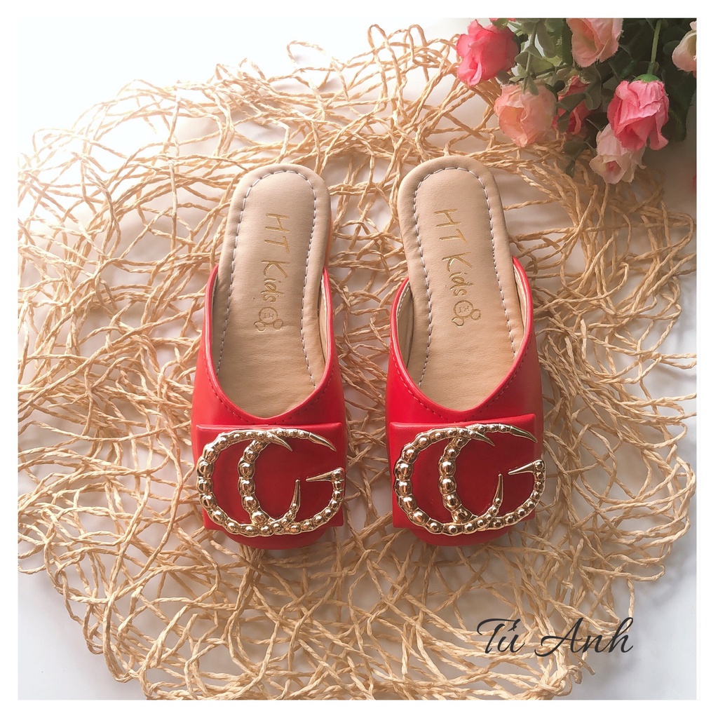 Sục trẻ em cho bé gái dép sục nơ CG bản to da PU mềm đế chắc chắn  cho bé