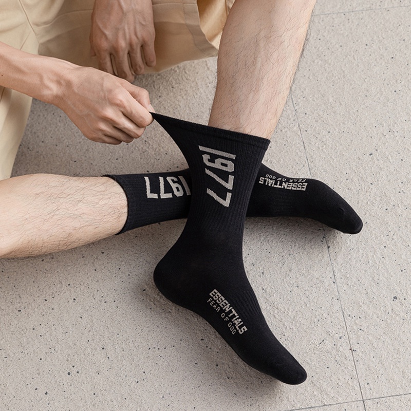 Vớ Cotton Unisex Thoáng Khí Màu Sắc Đơn Giản Phong Cách Đường Phố Harajuku Năm 1977