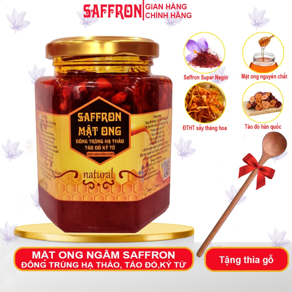 Mật ong Saffron Đông trùng hạ thảo Táo đỏ 1 lọ